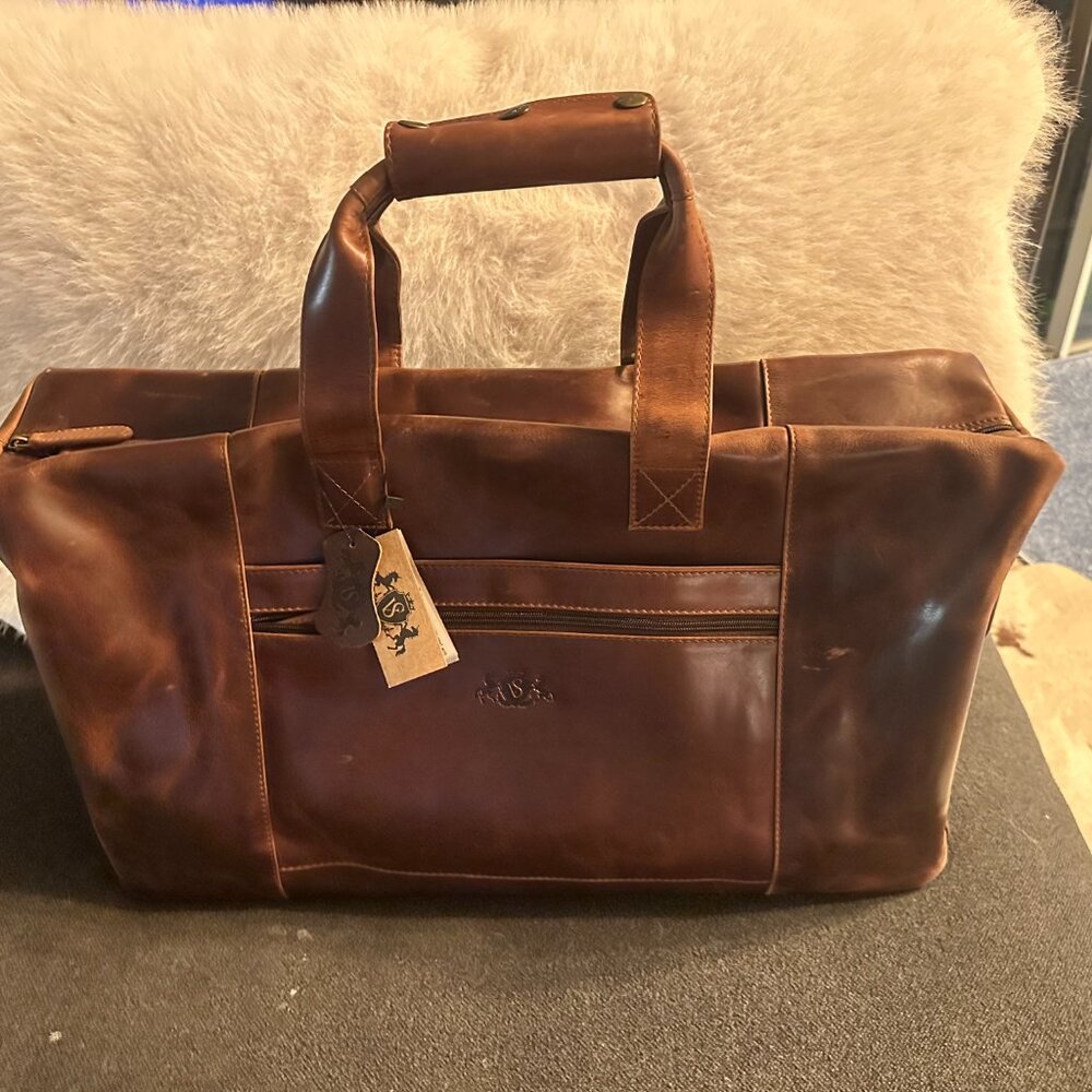 NEW Sid & Vain Luxury Travel Duffel Bag Hand Made Genuine Leather - Picture 9 of 10